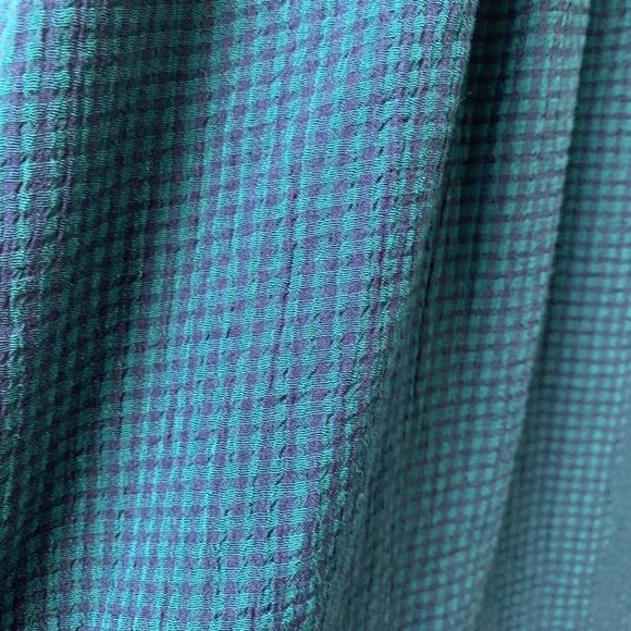 Vintage Monsoon Maxi Dress Fits UK 14 Green Blue Check Plaid Button Up 90s - Picture 12 of 12